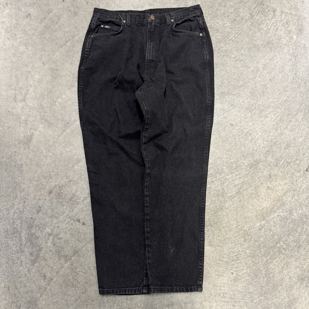 Vintage Women's Black Jean's 100% Cotton Grunge Embroidered High Rise 32'